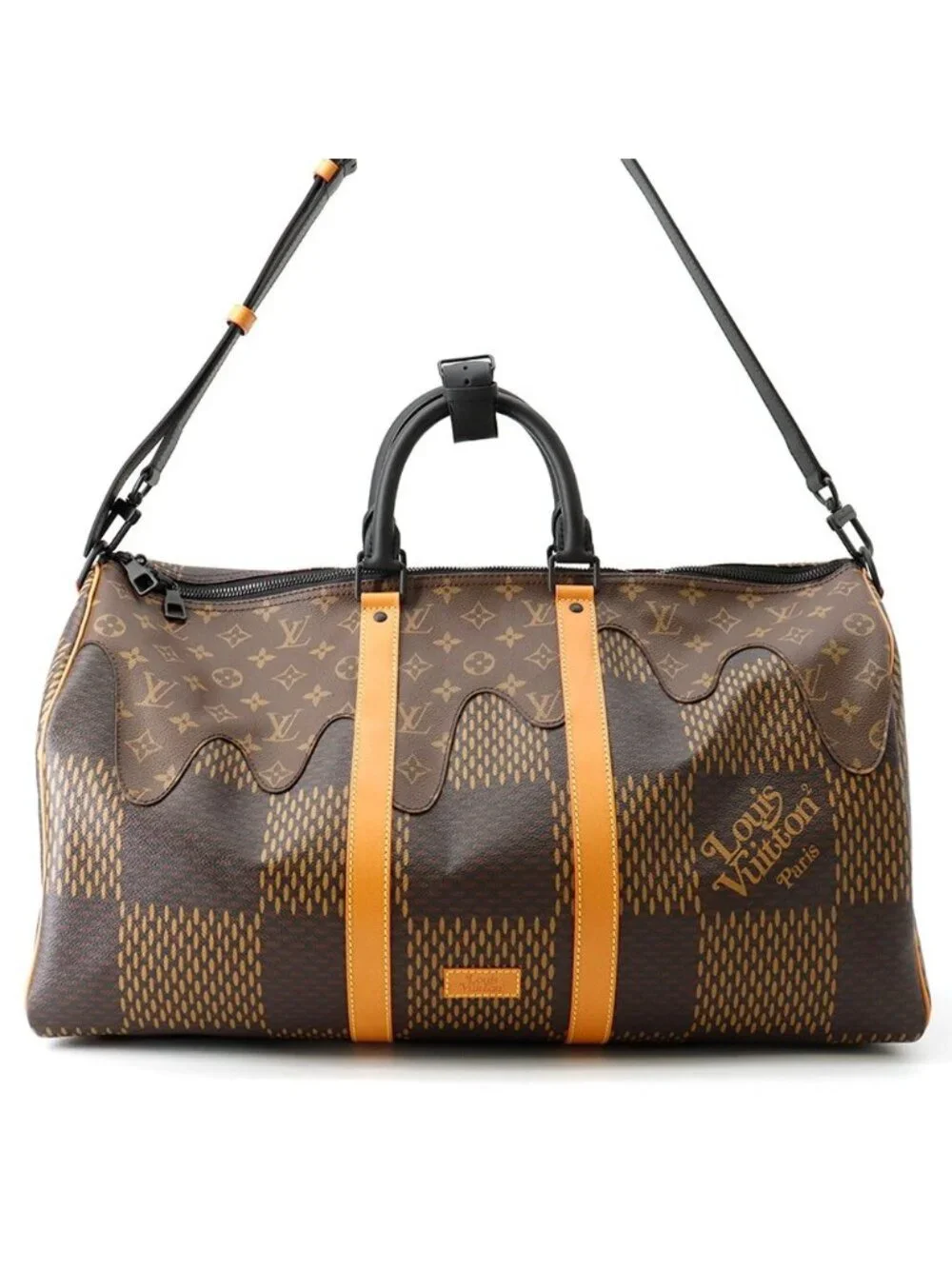 Louis Vuitton Boston Bag Damier Ebene Giant Monogram Keepall Bandouliere 50